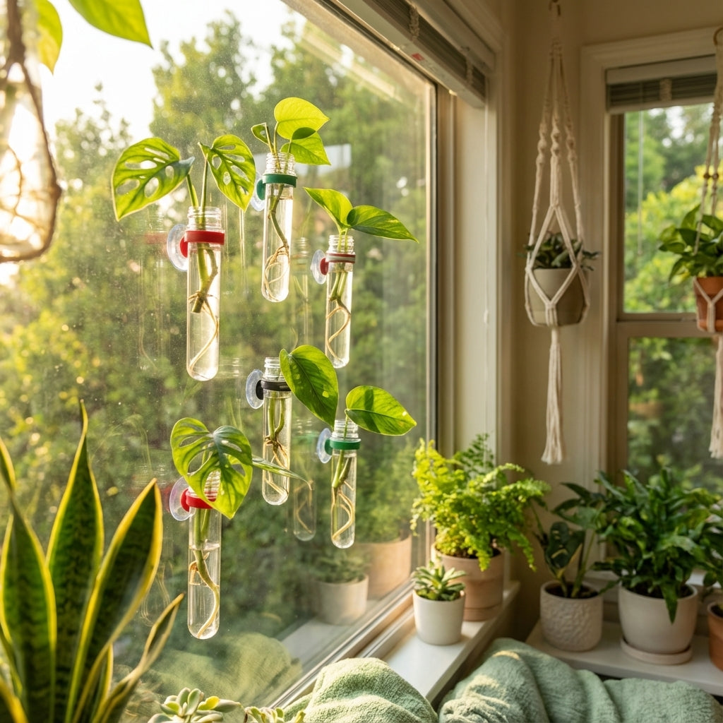 Propo window propagation tubes set of three with suction cup mounts for plant cuttings